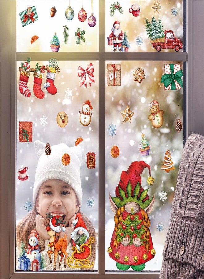 BLESOUYI Christmas Window Clings Decals Xmas Stickers Christmas Party Decorations Gnomes Window Clings for Home School Office Party Supplies - Image 3